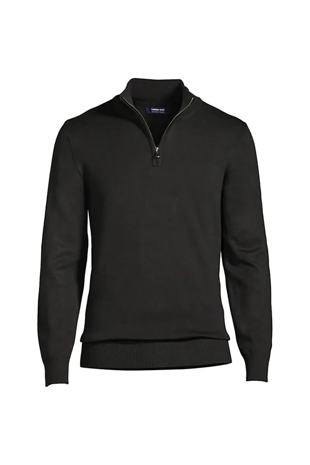 Lands039 End Sweaters Men Big Performance Quarter Zip Mock Sweater Black