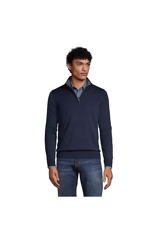 Lands039 End Sweaters Men Fine Gauge Supima Cotton Quarter Zip Sweater Radiant Navy Lands039 End Sweaters Men Fine Gauge Supima Cotton Quarter Zip Sweater Radiant Navy