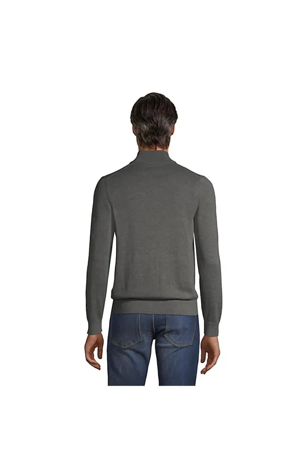 Lands039 End Sweaters Men Fine Gauge Supima Cotton Quarter Zip Sweater Radiant Navy