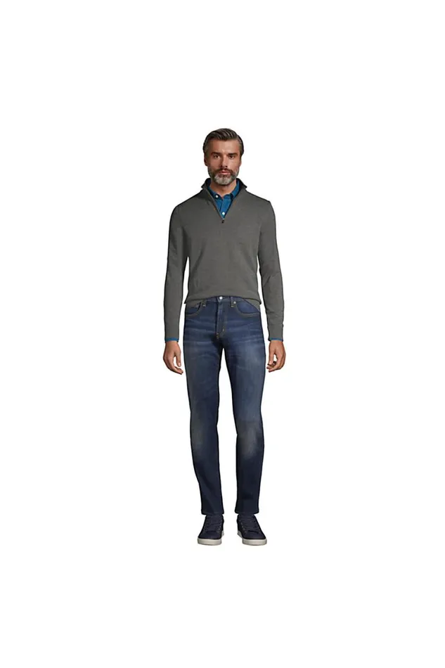 Lands039 End Sweaters Men Fine Gauge Supima Cotton Quarter Zip Sweater Radiant Navy