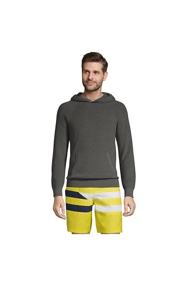 Lands039 End Sweaters Men Supima Pullover Hoodie Sweater Charcoal Heather