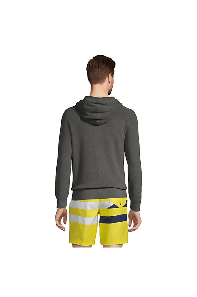 Lands039 End Sweaters Men Supima Pullover Hoodie Sweater Charcoal Heather