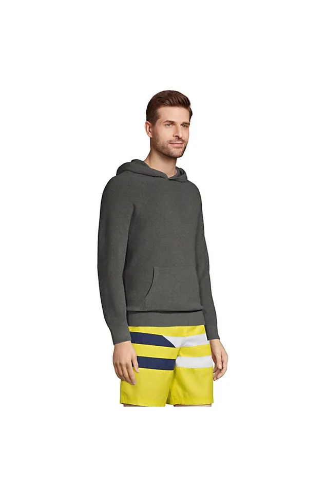 Lands039 End Sweaters Men Supima Pullover Hoodie Sweater Charcoal Heather
