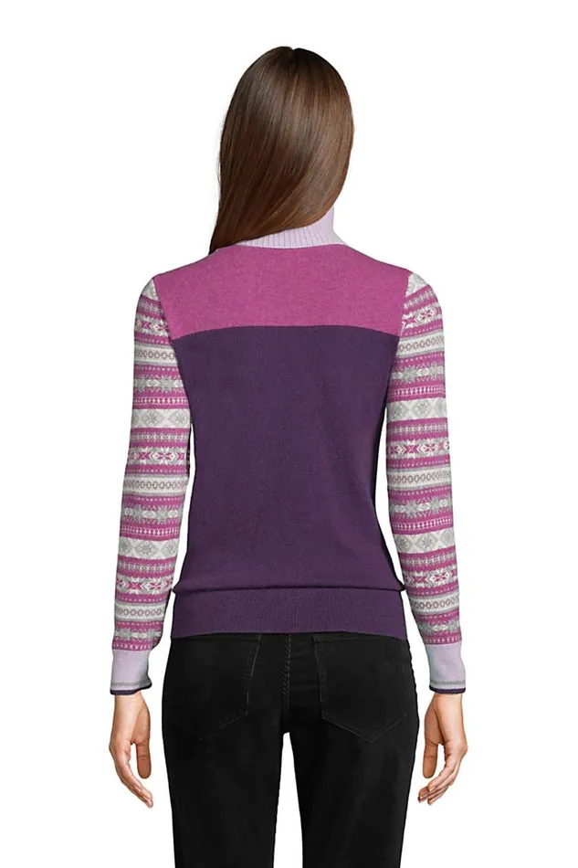 Lands039 End Sweaters Women Cashmere Long Sleeve Pattern Turtleneck Sweater Rubellite Blocked Fairisle Lands039 End Sweaters Women Cashmere Long Sleeve Pattern Turtleneck Sweater Rubellite Blocked Fairisle