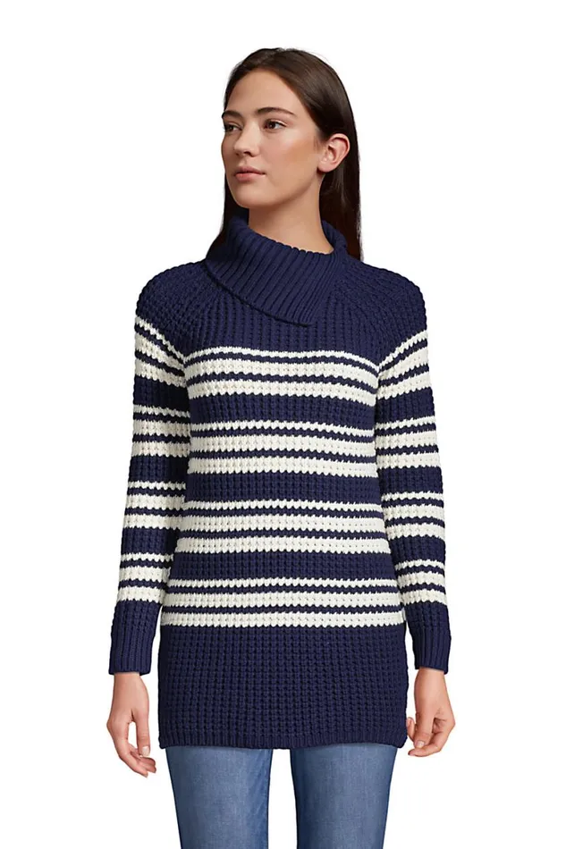 Lands039 End Sweaters Women Cotton Blend Split Neck Tunic Sweater Deep Sea Navy Founders Stripe Lands039 End Sweaters Women Cotton Blend Split Neck Tunic Sweater Deep Sea Navy Founders Stripe