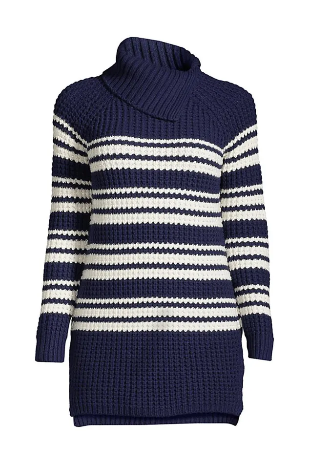 Lands039 End Sweaters Women Cotton Blend Split Neck Tunic Sweater Deep Sea Navy Founders Stripe Lands039 End Sweaters Women Cotton Blend Split Neck Tunic Sweater Deep Sea Navy Founders Stripe