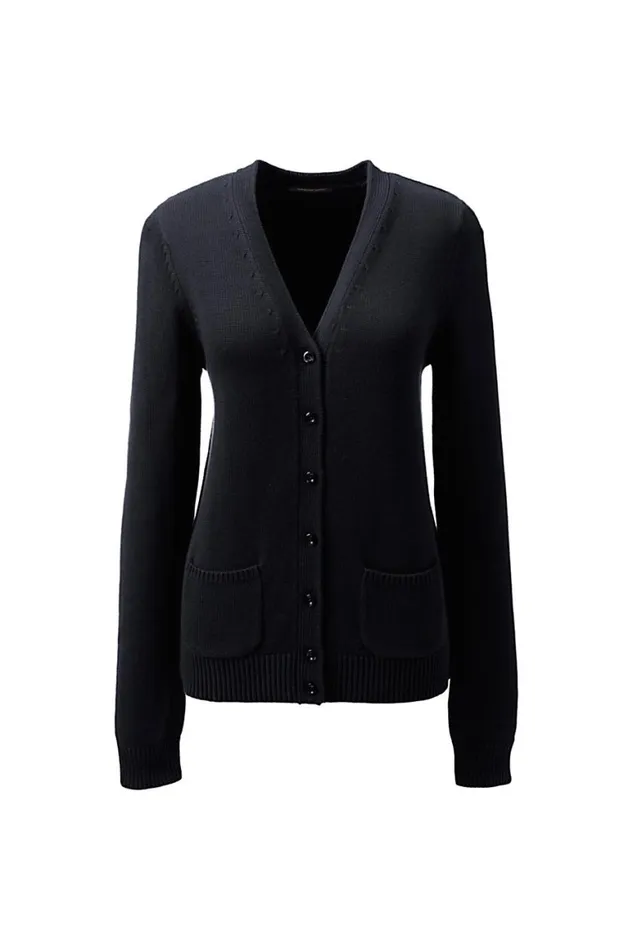 Lands039 End Sweaters Women Cotton Modal Button Front Cardigan Sweater Black Lands039 End Sweaters Women Cotton Modal Button Front Cardigan Sweater Black