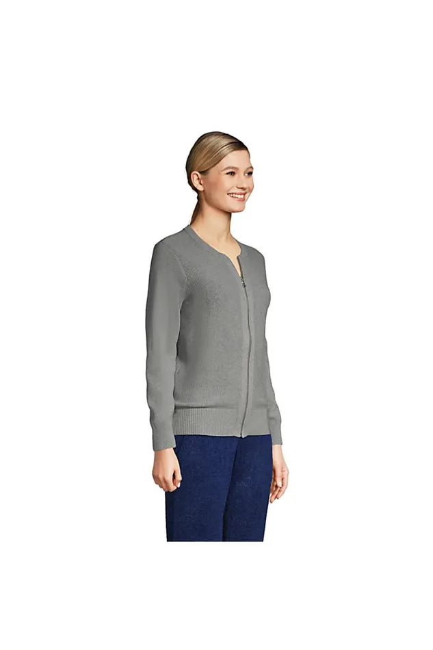 Lands039 End Sweaters Women Cotton Modal Zip Cardigan Sweater Jacket Pewter Heather Lands039 End Sweaters Women Cotton Modal Zip Cardigan Sweater Jacket Pewter Heather