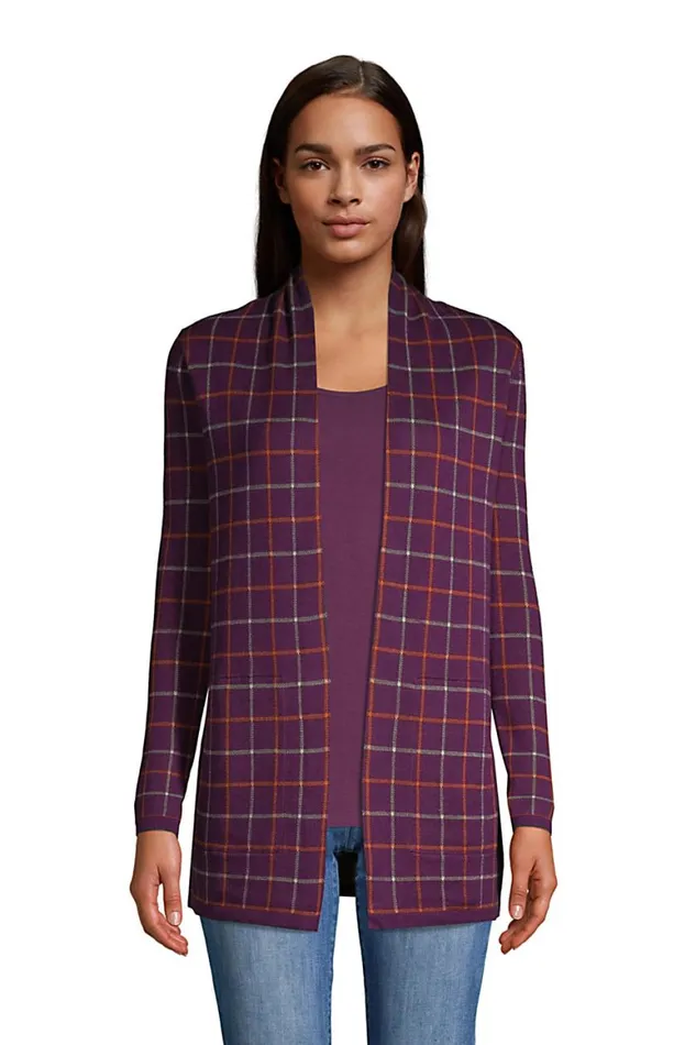 Lands039 End Sweaters Women Cotton Open Long Cardigan Sweater 8211 Pattern Tan Heather Artisan Plaid Lands039 End Sweaters Women Cotton Open Long Cardigan Sweater 8211 Pattern Tan Heather Artisan Plaid