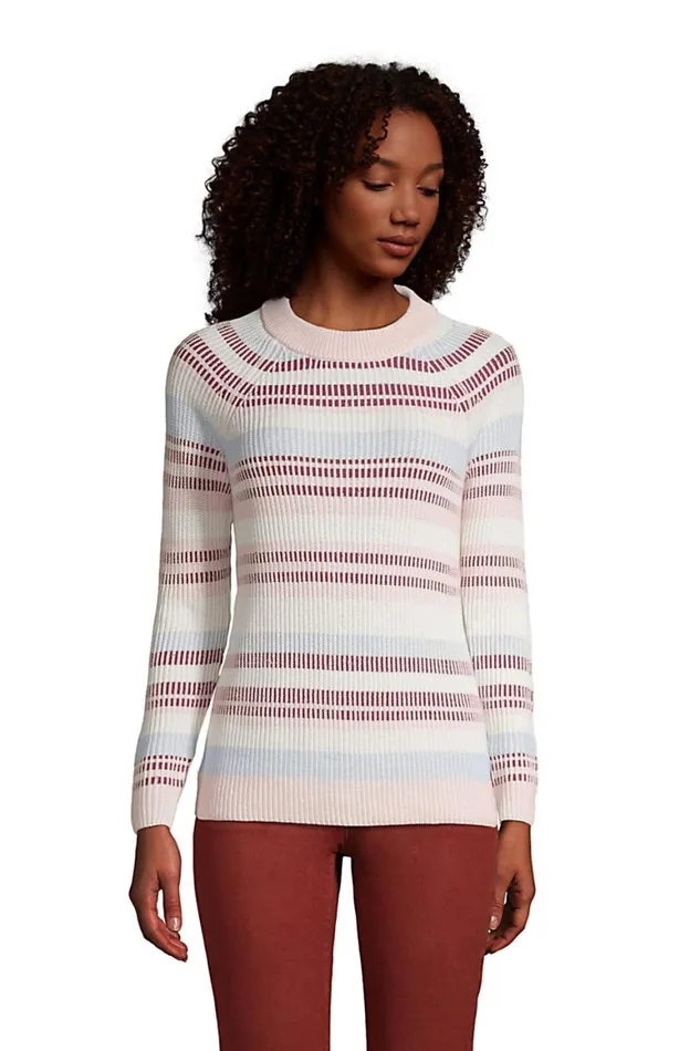 Lands039 End Sweaters Women Drifter Shaker Crew Neck Sweater 8211 Stripe Ivory Plaited Multi Stripe Lands039 End Sweaters Women Drifter Shaker Crew Neck Sweater 8211 Stripe Ivory Plaited Multi Stripe