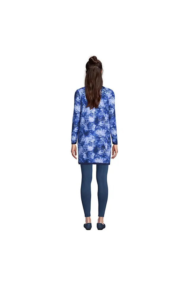 Lands039 End Sweaters Women Fine Gauge Cotton Long Open Cardigan Sweater 8211 Print Deep Sea Navy Tie Dye Palm Lands039 End Sweaters Women Fine Gauge Cotton Long Open Cardigan Sweater 8211 Print Deep Sea Navy Tie Dye Palm