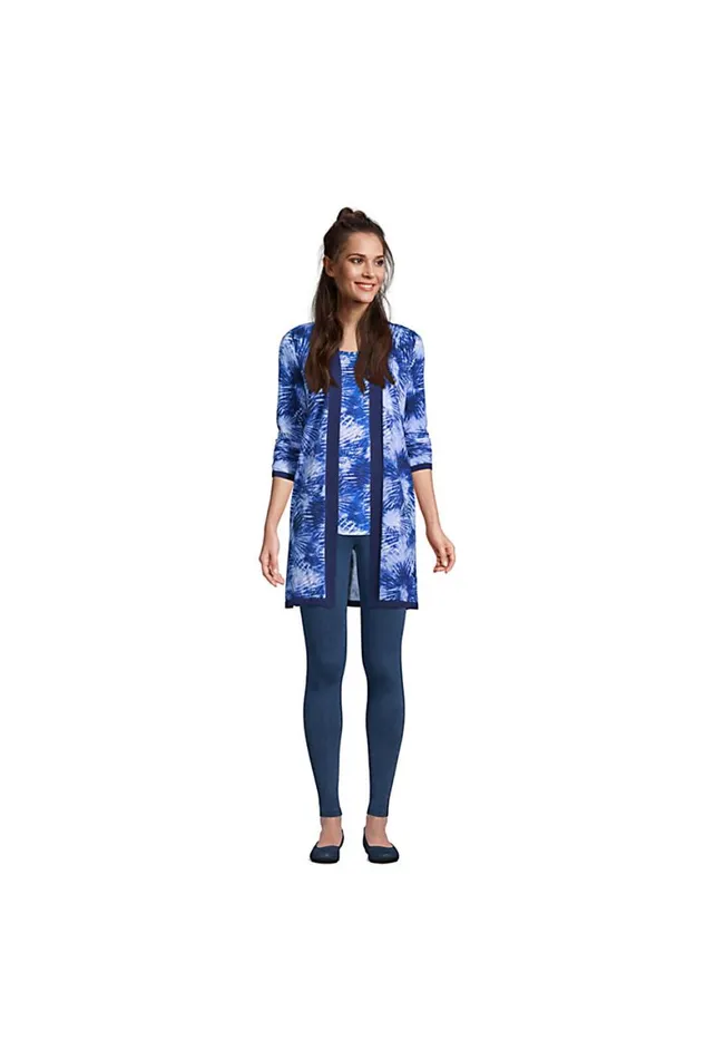 Lands039 End Sweaters Women Fine Gauge Cotton Long Open Cardigan Sweater 8211 Print Deep Sea Navy Tie Dye Palm Lands039 End Sweaters Women Fine Gauge Cotton Long Open Cardigan Sweater 8211 Print Deep Sea Navy Tie Dye Palm