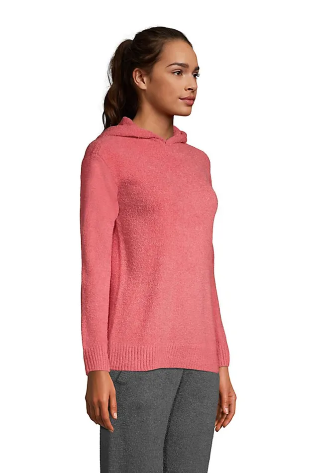 Lands039 End Sweaters Women Lounge Hooded Pullover Sweater Slounge Soft Blue Haze