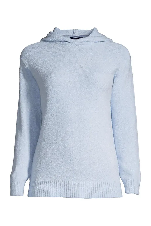 Lands039 End Sweaters Women Lounge Hooded Pullover Sweater Slounge Soft Blue Haze