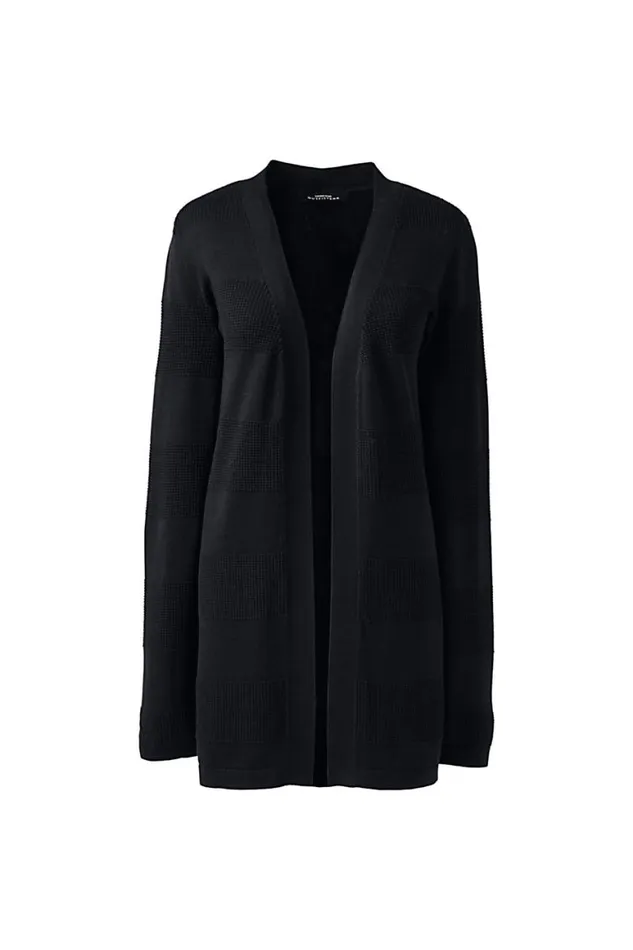 Lands039 End Sweaters Women Plus Size Cotton Modal Texture Stripe Open Cardigan Sweater Black Lands039 End Sweaters Women Plus Size Cotton Modal Texture Stripe Open Cardigan Sweater Black