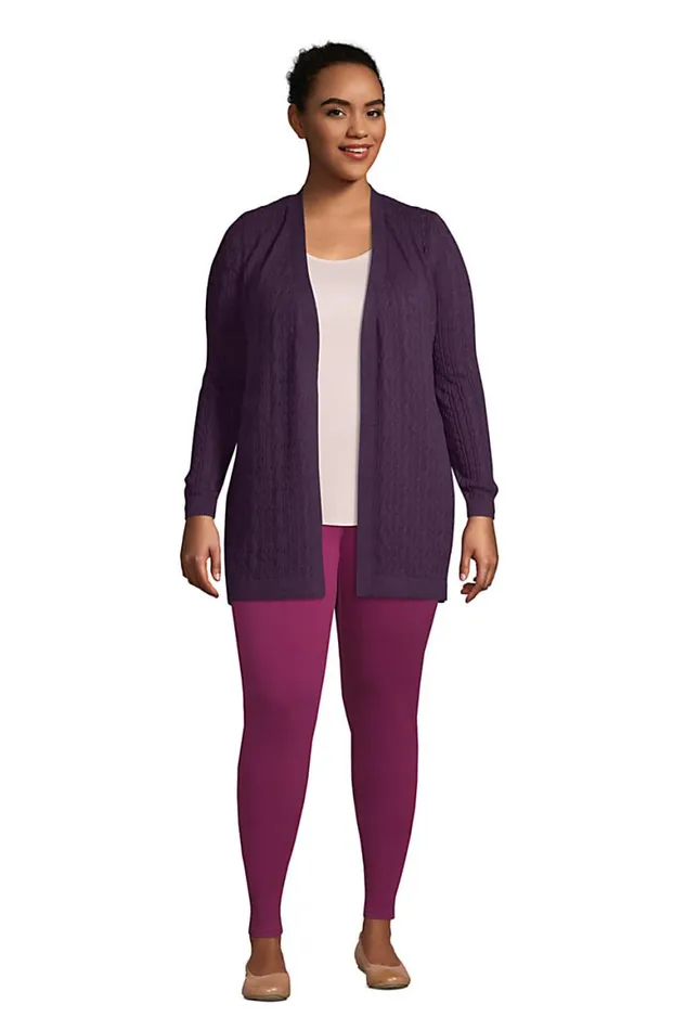 Lands039 End Sweaters Women Plus Size Fine Gauge Cotton Cable Tie Front Cardigan Sweater Blackberry Shadow Heather Lands039 End Sweaters Women Plus Size Fine Gauge Cotton Cable Tie Front Cardigan Sweater Blackberry Shadow Heather