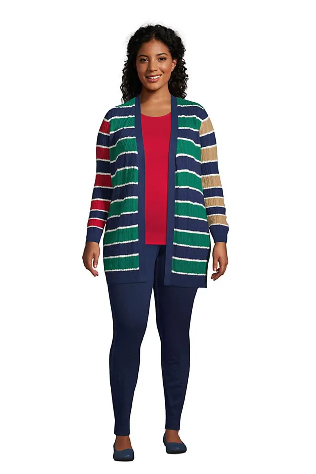 Lands039 End Sweaters Women Plus Size Fine Gauge Cotton Cable Tie Front Cardigan Sweaterstripe Cloudy Blue Multi Stripe Lands039 End Sweaters Women Plus Size Fine Gauge Cotton Cable Tie Front Cardigan Sweaterstripe Cloudy Blue Multi Stripe