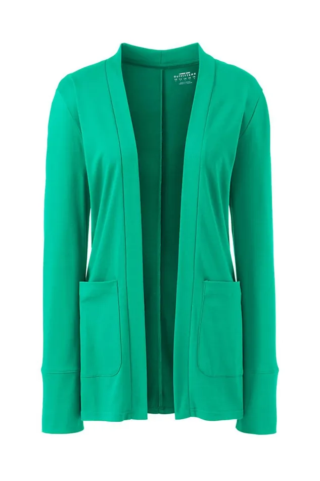 Lands039 End Sweaters Women Plus Size Knit Supima Micro Modal Open Cardigan Global Green