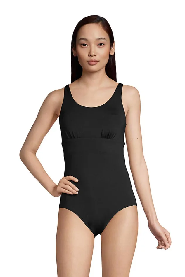 Lands039 End Swimsuits Women Chlorine Resistant Scoop Neck Reversible One Piece Swimsuit Black