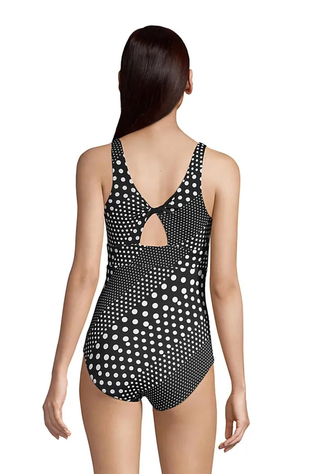 Lands039 End Swimsuits Women Chlorine Resistant Scoop Neck Reversible One Piece Swimsuit Black