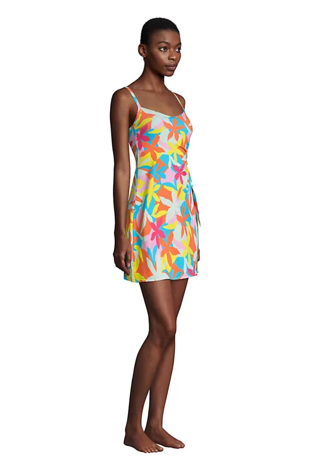 Lands039 End Swimsuits Women Chlorine Resistant Sweetheart Swim Dress One Piece Swimsuit Adjustable Straps Turquoise Multi Graphic Floral Lands039 End Swimsuits Women Chlorine Resistant Sweetheart Swim Dress One Piece Swimsuit Adjustable Straps Turquoise Multi Graphic Floral