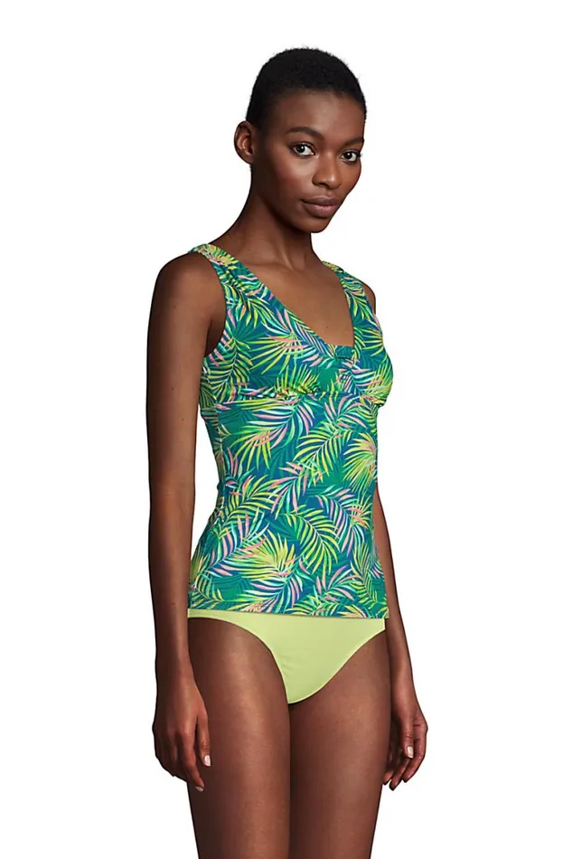 Lands039 End Swimsuits Women Chlorine Resistant Tummy Control Grecian Tankini Top Swimsuit Adjustable Straps Baltic Teal Multi Palm Lands039 End Swimsuits Women Chlorine Resistant Tummy Control Grecian Tankini Top Swimsuit Adjustable Straps Baltic Teal Multi Palm