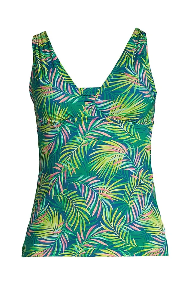 Lands039 End Swimsuits Women Chlorine Resistant Tummy Control Grecian Tankini Top Swimsuit Adjustable Straps Baltic Teal Multi Palm Lands039 End Swimsuits Women Chlorine Resistant Tummy Control Grecian Tankini Top Swimsuit Adjustable Straps Baltic Teal Multi Palm