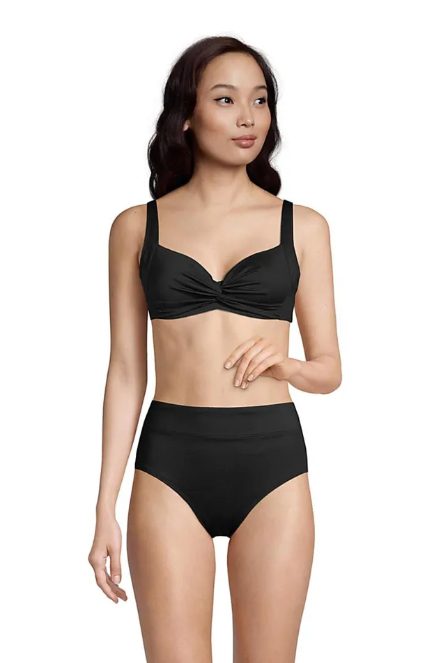Lands039 End Swimsuits Women Chlorine Resistant Twist Front Underwire Bikini Top Swimsuit Adjustable Straps Black Lands039 End Swimsuits Women Chlorine Resistant Twist Front Underwire Bikini Top Swimsuit Adjustable Straps Black