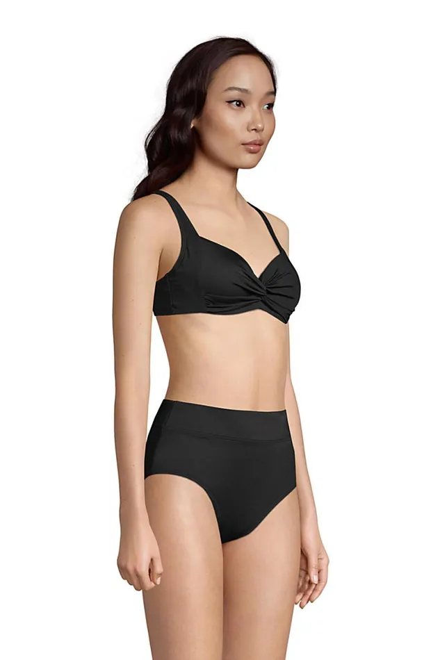 Lands039 End Swimsuits Women Chlorine Resistant Twist Front Underwire Bikini Top Swimsuit Adjustable Straps Black Lands039 End Swimsuits Women Chlorine Resistant Twist Front Underwire Bikini Top Swimsuit Adjustable Straps Black
