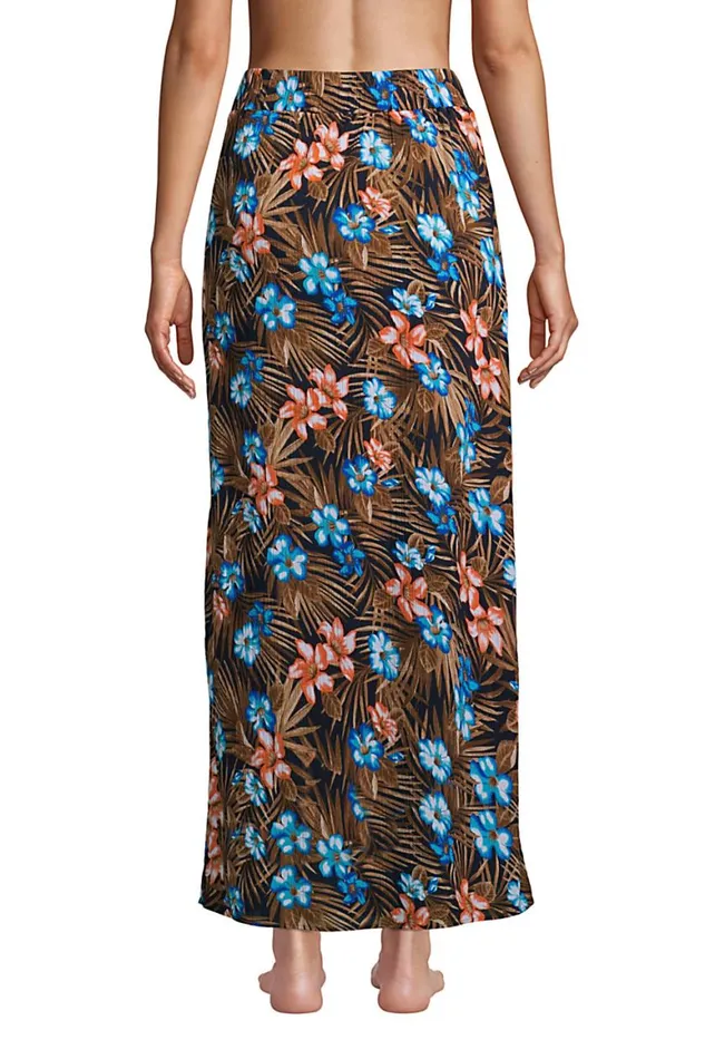 Lands039 End Swimsuits Women Cotton Gauze Maxi Swim Coverup Skirt Deep Sea Navy Tropic Palm Lands039 End Swimsuits Women Cotton Gauze Maxi Swim Coverup Skirt Deep Sea Navy Tropic Palm