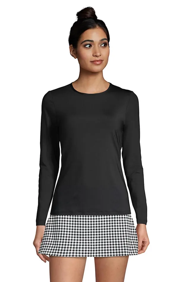 Lands039 End Swimsuits Women Crew Neck Long Sleeve Rash Guard Upf 50 Sun Protection Modest Swim Tee Black Lands039 End Swimsuits Women Crew Neck Long Sleeve Rash Guard Upf 50 Sun Protection Modest Swim Tee Black