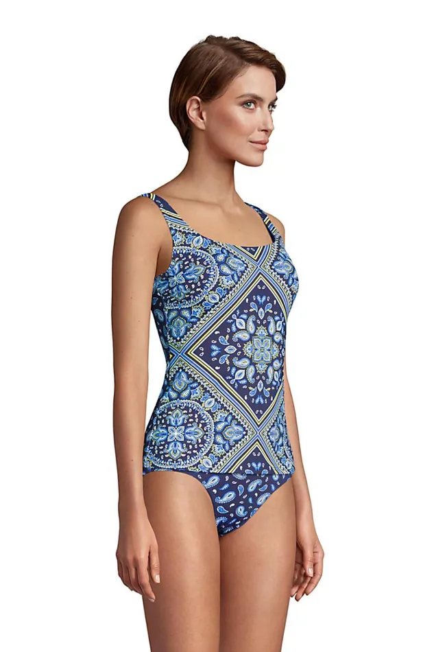 Lands039 End Swimsuits Women Dcup Chlorine Resistant Square Neck Underwire Tankini Top Swimsuit Adjustable Straps Deep Sea Navy Square Paisley Lands039 End Swimsuits Women Dcup Chlorine Resistant Square Neck Underwire Tankini Top Swimsuit Adjustable Straps Deep Sea Navy Square Paisley