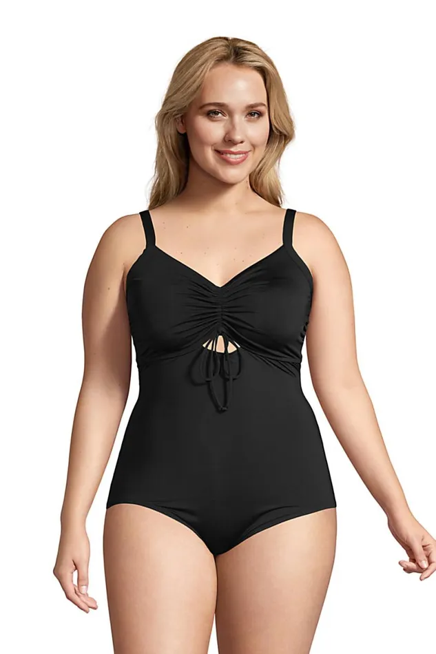 Lands039 End Swimsuits Women Plus Size Chlorine Resistant Adjustable Vneck One Piece Swimsuit Adjustable Straps Black Lands039 End Swimsuits Women Plus Size Chlorine Resistant Adjustable Vneck One Piece Swimsuit Adjustable Straps Black