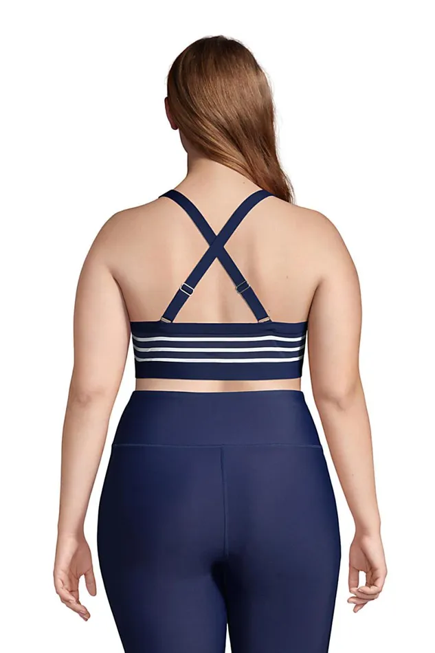 Lands039 End Swimsuits Women Plus Size Chlorine Resistant Scoopneck Xback Sports Bra Bikini Top Swimsuit Deep Sea