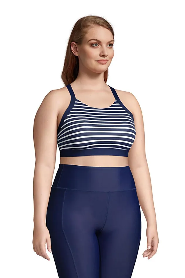 Lands039 End Swimsuits Women Plus Size Chlorine Resistant Scoopneck Xback Sports Bra Bikini Top Swimsuit Deep Sea