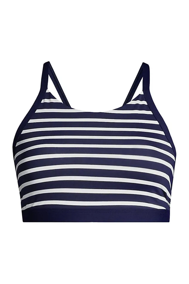 Lands039 End Swimsuits Women Plus Size Chlorine Resistant Scoopneck Xback Sports Bra Bikini Top Swimsuit Deep Sea