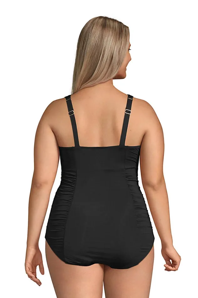 Lands039 End Swimsuits Women Plus Size Chlorine Resistant Square Neck Rouched One Piece Swimsuit Black Lands039 End Swimsuits Women Plus Size Chlorine Resistant Square Neck Rouched One Piece Swimsuit Black