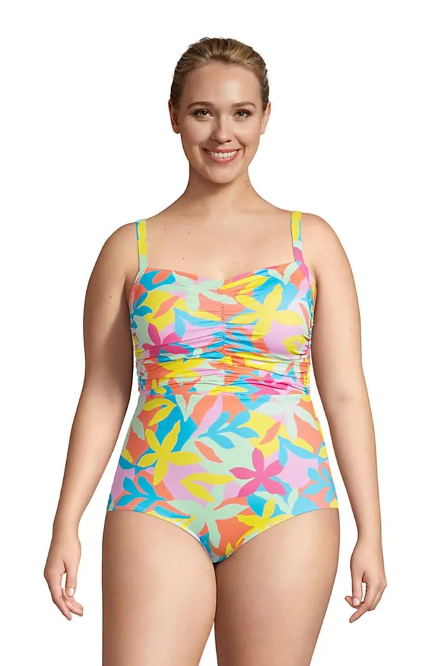 Lands039 End Swimsuits Women Plus Size Chlorine Resistant Tummy Control Sweetheart One Piece Swimsuit Adjustable Straps Turquoise Multi Graphic Floral Lands039 End Swimsuits Women Plus Size Chlorine Resistant Tummy Control Sweetheart One Piece Swimsuit Adjustable Straps Turquoise Multi Graphic Floral