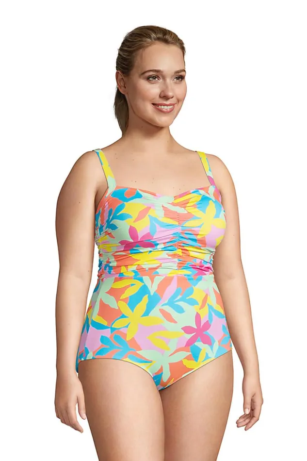 Lands039 End Swimsuits Women Plus Size Chlorine Resistant Tummy Control Sweetheart One Piece Swimsuit Adjustable Straps Turquoise Multi Graphic Floral Lands039 End Swimsuits Women Plus Size Chlorine Resistant Tummy Control Sweetheart One Piece Swimsuit Adjustable Straps Turquoise Multi Graphic Floral