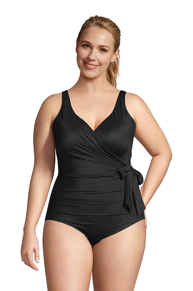 Lands039 End Swimsuits Women Plus Size Slender Tummy Control Vneck Wrap One Piece Swimsuit Black Lands039 End Swimsuits Women Plus Size Slender Tummy Control Vneck Wrap One Piece Swimsuit Black