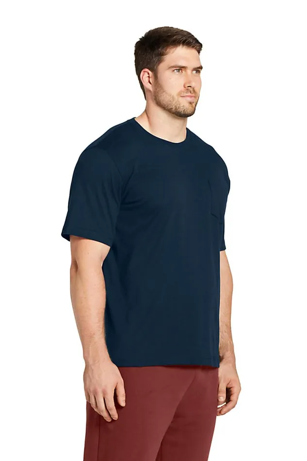 Lands039 End TShirts Men Big And Tall Supert Short Sleeve Tshirt With Pocket Soft Blue Haze