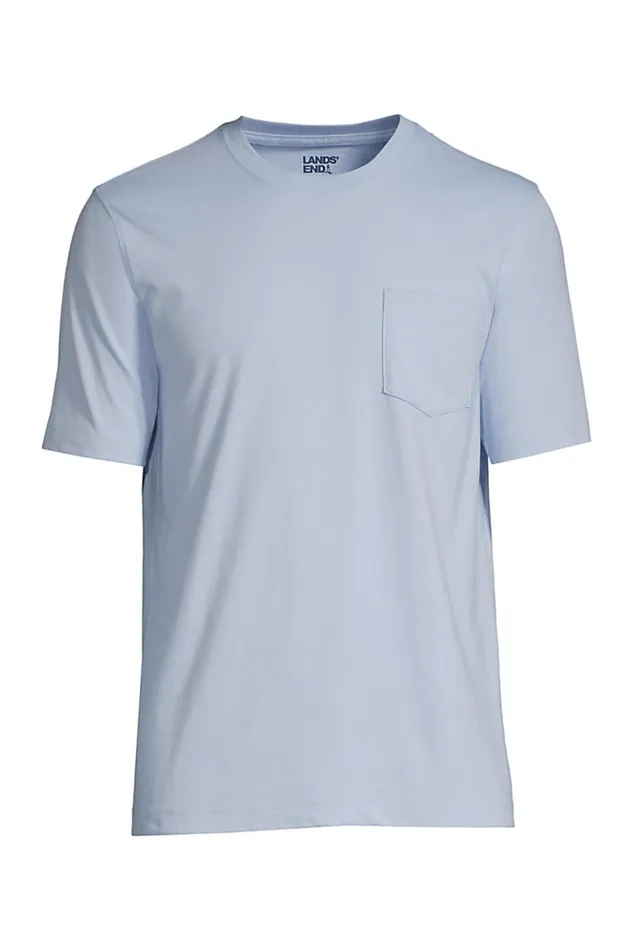Lands039 End TShirts Men Big And Tall Supert Short Sleeve Tshirt With Pocket Soft Blue Haze