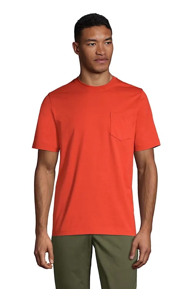 Lands039 End TShirts Men Big Supert Short Sleeve Tshirt With Pocket Orange Clay Lands039 End TShirts Men Big Supert Short Sleeve Tshirt With Pocket Orange Clay