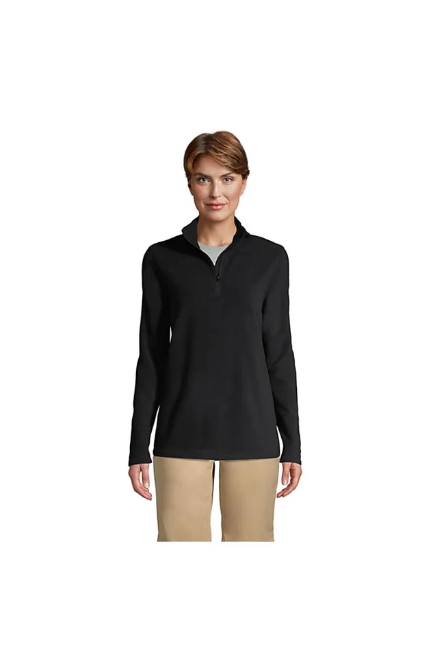 Lands039 End Tops and Tees Women Lightweight Fleece Quarter Zip Pullover Black Lands039 End Tops and Tees Women Lightweight Fleece Quarter Zip Pullover Black