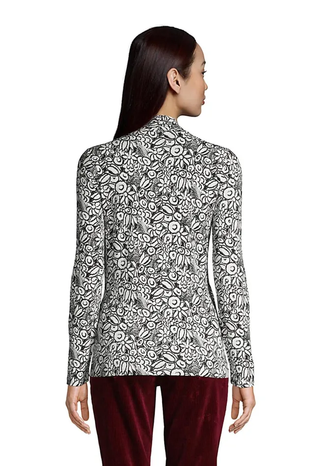 Lands039 End Tops and Tees Women Long Sleeve Wrap Top Warm Tawny Brown Leopard
