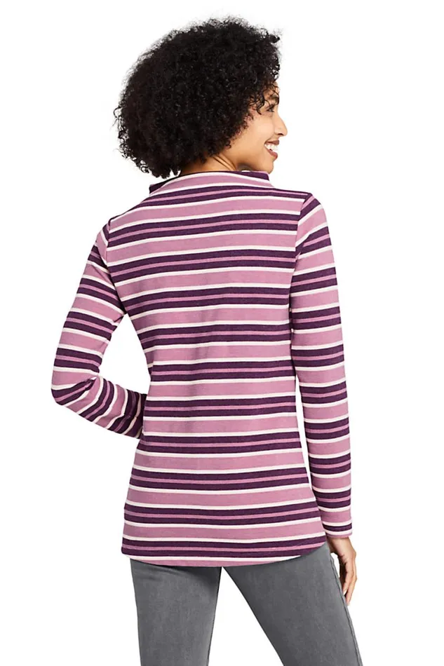 Lands039 End Tops and Tees Women Mock Neck Pullover Long Sleeve Top Stripe Mesa Rose Stripe Lands039 End Tops and Tees Women Mock Neck Pullover Long Sleeve Top Stripe Mesa Rose Stripe