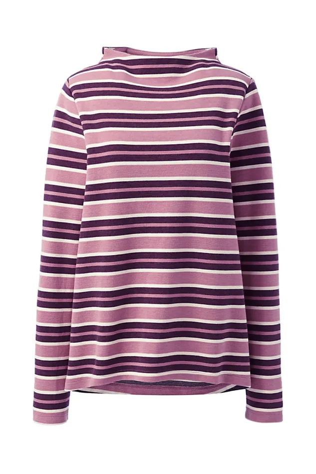 Lands039 End Tops and Tees Women Mock Neck Pullover Long Sleeve Top Stripe Mesa Rose Stripe Lands039 End Tops and Tees Women Mock Neck Pullover Long Sleeve Top Stripe Mesa Rose Stripe
