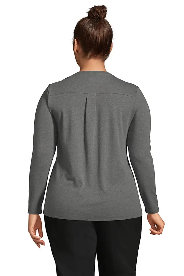Lands039 End Tops and Tees Women Plus Size Cotton Polyester Long Sleeve Convertible Keyhole Top Charcoal Heather Lands039 End Tops and Tees Women Plus Size Cotton Polyester Long Sleeve Convertible Keyhole Top Charcoal Heather