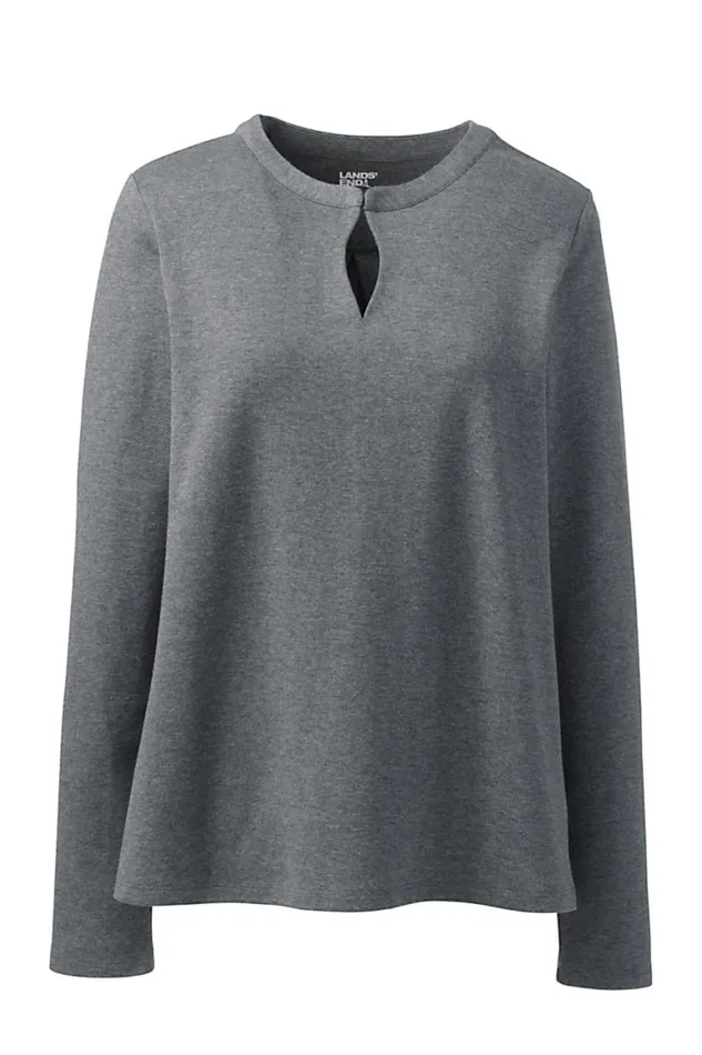 Lands039 End Tops and Tees Women Plus Size Cotton Polyester Long Sleeve Convertible Keyhole Top Charcoal Heather Lands039 End Tops and Tees Women Plus Size Cotton Polyester Long Sleeve Convertible Keyhole Top Charcoal Heather