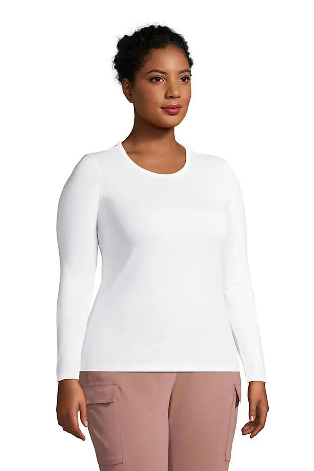 Lands039 End Tops and Tees Women Plus Size Cotton Rib Long Sleeve Crewneck Tshirt Wild Blossom Lands039 End Tops and Tees Women Plus Size Cotton Rib Long Sleeve Crewneck Tshirt Wild Blossom